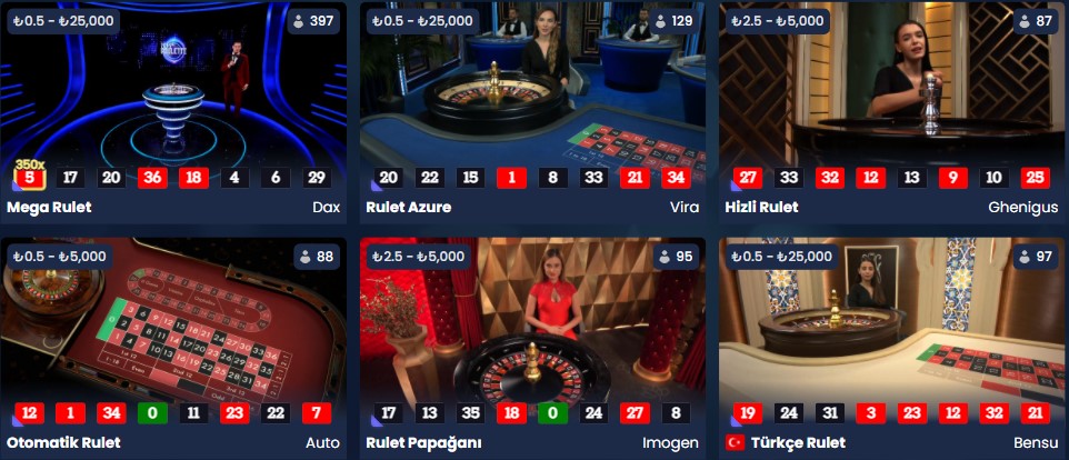 Pragmatic Play Canlı Casino Rulet Oyunları